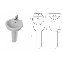 Умывальник с колонной SANITA LUXE, Art -  50, белый S1 (WB.PD/Art/50-C/WHT.G/S1)