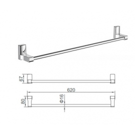 Полотенцедержатель Accoona A12506, одинарный, 60см., Хром
