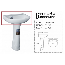 Умывальник DeryaKeramika, DK-55212 (55х44), (подходит сифон Y-120 или D0115