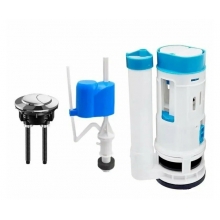 Арматура д/унитаза DeryaKeramika, 2-х режимная, ниж.подвод, кнопка хром