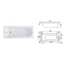 Ванна SANTEK, МОНАКО 170х70, белый, перелив стандарт. 1.WH11.1.979