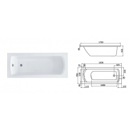 Ванна SANTEK, МОНАКО 170х70, белый, перелив стандарт. 1.WH11.1.979