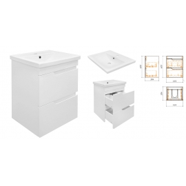Тумба подвесная Azario, KANTRI 50/2 с раковиной Фостер 50, 2 ящика, белый глянец