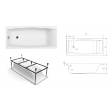 Ванна акриловая CERSANIT, VIRGO 170x75 (+ каркас)