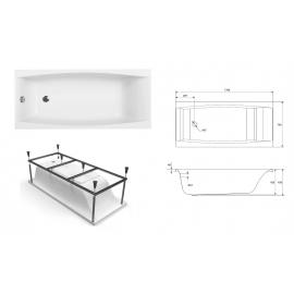Ванна акриловая CERSANIT, VIRGO 170x75 (+ каркас)