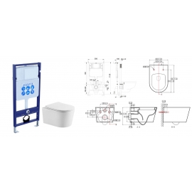 Система инсталляции AQUATEK ОБЕРОН WT(б/клавиши и крепежа) + унитаз ОБЕРОН AQ1363WT-00 с тонким сиде