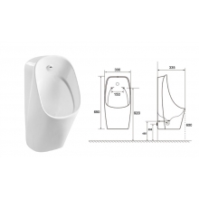 Писсуар Акватек AQ3060-S-00, гор выпуск, белый,  в комплекте с сенсор.смыв.механизмом. и сифоном