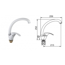 Смеситель д/кухни Accoona A4053G, с гайкой, карт.35мм, с керам.покрытием, Латунь, Белый мат