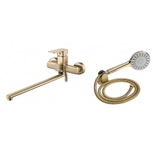 Смеситель д/ванны Accoona A71126AW, излив 35см, карт.35мм, дивертор в корпусе, латунь, Золотой сатин