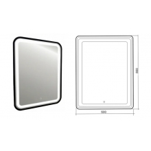 Зеркало AZARIO, Мальта-лофт, 600х800 сенсорный выключатель, рама пластик/черный