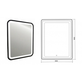 Зеркало AZARIO, Мальта-лофт, 600х800 сенсорный выключатель, рама пластик/черный