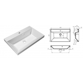 Раковина BelBagno, BB700/450-LV-MR-AST, 700x450x150, литьевой мрамор