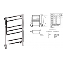 Полотенцесушитель ЛК-1-01 (2+4+2) 1000*500, нерж.,электрический, диммер, скрытое подключение/шнур