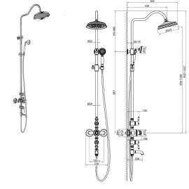 Душевая система термостатическая КЛАССИК с изливом 220мм AQ2543CR