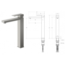 Смеситель д/раковины Cezares, SLIDER-LC-IN-W0, картр. керамический, однорычажный, сатин