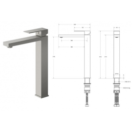 Смеситель д/раковины Cezares, SLIDER-LC-IN-W0, картр. керамический, однорычажный, сатин