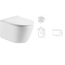 Унитаз подвесной безободковый Акватек ОБЕРОН 531*360, тонкое сиденье, AQ1365T-00