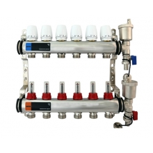 Коллектор нерж. в сборе ZOTA 6 выходов (расходомер, воздухоотводчик, сливной кран)