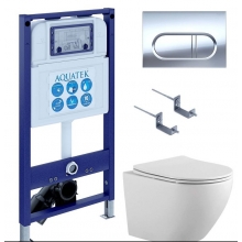 Система инсталяции SET AQUATEK ЕВРОПА-043 4в1 (рама AQUATEK INS-0000025 +крепление KKI-0000002 +кнопка KDI-0000043 +унитаз AQ1901-00 +тонкое сиденье sc)