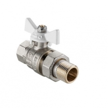 Кран шаровой VALTEC BASE- ГОСТ 1/2" с американкой, БЕЛОЙ рук.-бабочкой, VT.227S.NW.04
