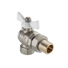 Кран шаровой VALTEC BASE- ГОСТ 1/2" с американкой, угловой, бабочка, БЕЛАЯ, VT.228S.NW.04